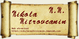 Nikola Mitrovčanin vizit kartica